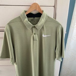 Nike Mens Golf Shirt Standard Fit Dri-Fit Olive Green L